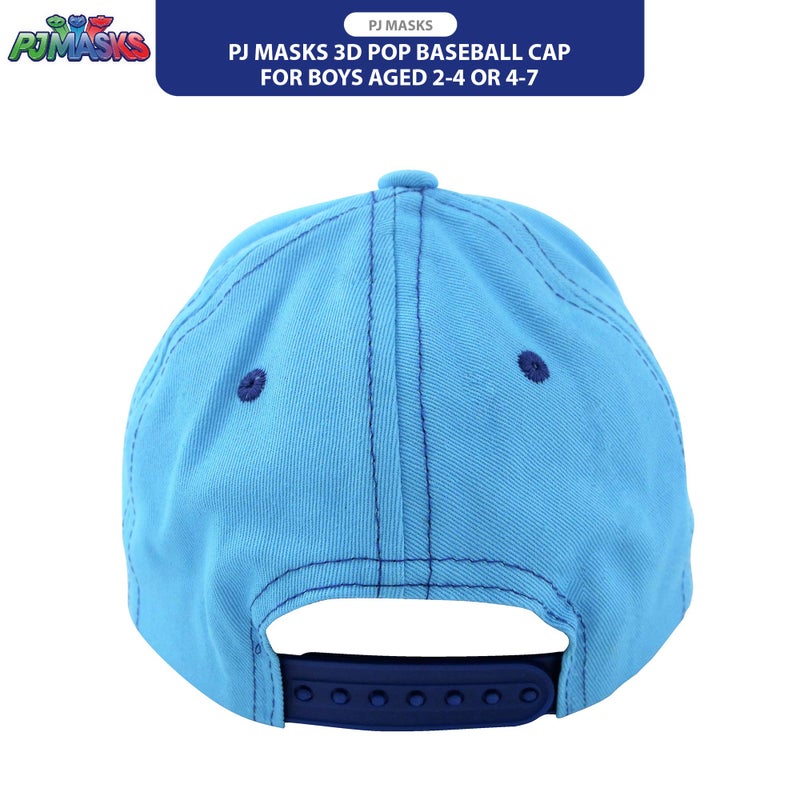 PJMASKS PJ Masks Boys' Baseball Cap - 3D Catboy, Owlette, Gekko Curved Brim Snap Back Hat (2T-7), Size Age 2-4, Pj Mask Light Blue - Image 5